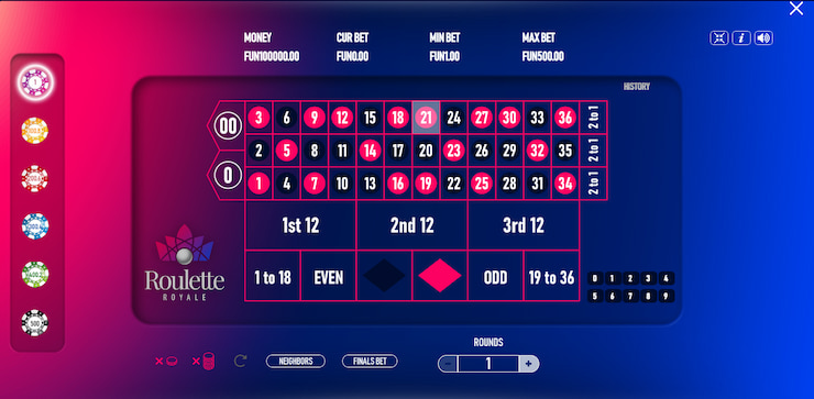 A screenshot taken of Urgent Games' excellent roulette variant, offering more bet types to choose from.