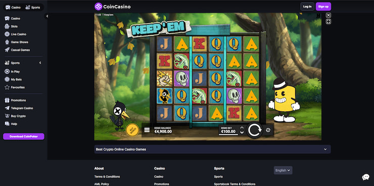 A closer look at CoinCasino, our top pick featured in our Keep'em slot review.
