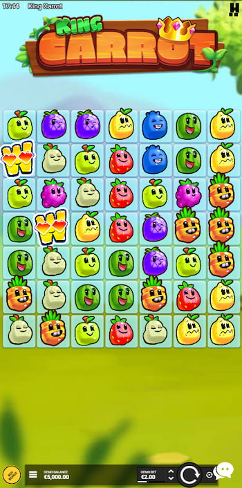 Screenshot of the King Carrot online slot being played from a mobile device.