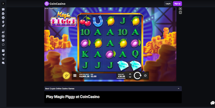 A closer look at our top pick in this Magic Piggy review, CoinCasino, a site known for its excellent promotions