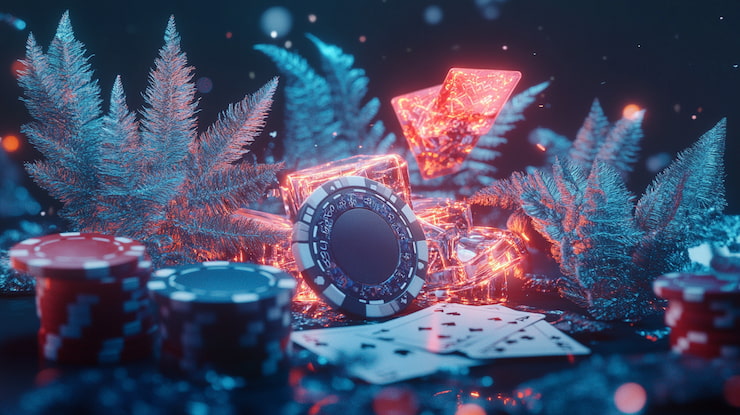 Blackjack cards, casino chips, and silver ferns, representing online blackjack in NZ