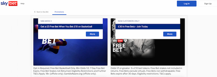 A look at some of the promotions available at the non-gamstop betting site, Sky Bet