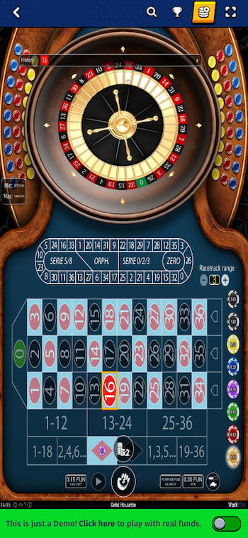 A look at the Gold Roulette casino game available on the Big Clash app