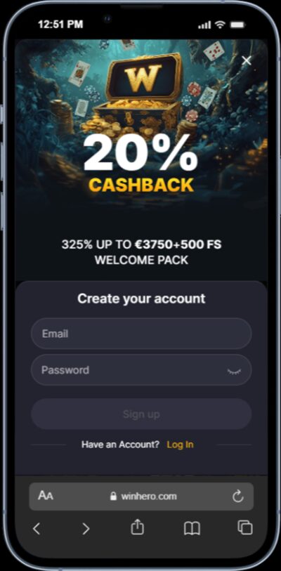 Account registreren Winhero
