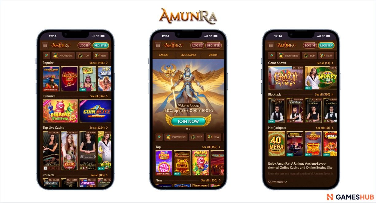 A look at the selection of slots listed at AmunRa Qatar online casino