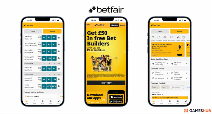 Quick glance at the Betfair app, a top-tier site for horse betting not on GamStop