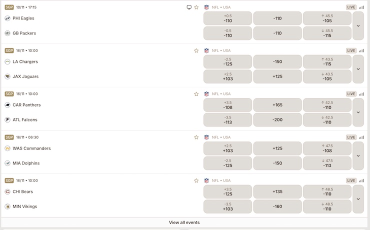 Odds and lines at Tooniebet
