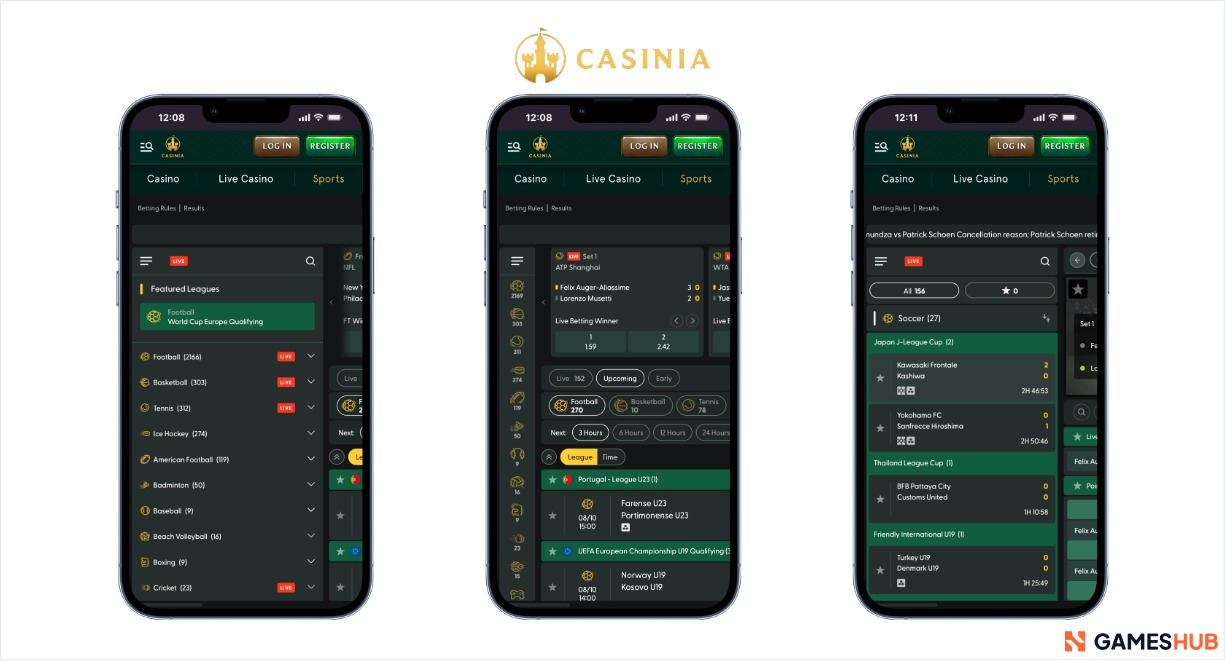 An image showing the betting markets at Casinia sportsbook