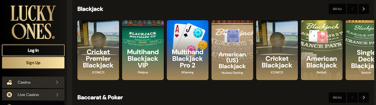 Cricket Premier Blackjack, as found at LuckyOnes best payout casino AUS