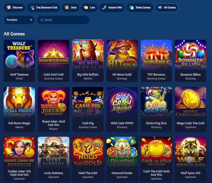 A preview of the games catalogue at Lucky Dreams