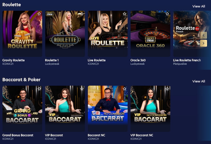 A selection of live tables at Lucky Dreams, as explored in our LuckyDreams casino review