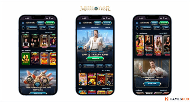 A screenshot the Millioner app in action, a top place to grab no deposit free spins