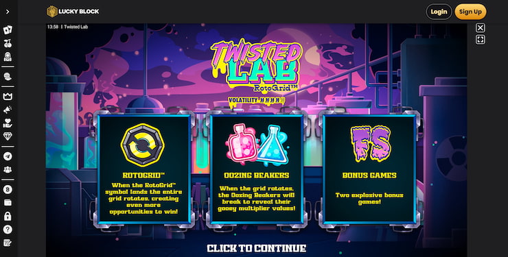 Our reviewer tests the Twisted Lab slot at Lucky Block