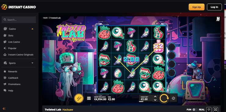 Our reviewer hits a winning Twisted Lab sequence at Instant Casino