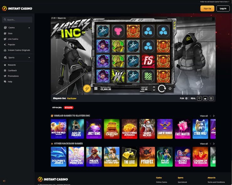 Our reviewer tests Slayers Inc slot for the review at Instant Casino