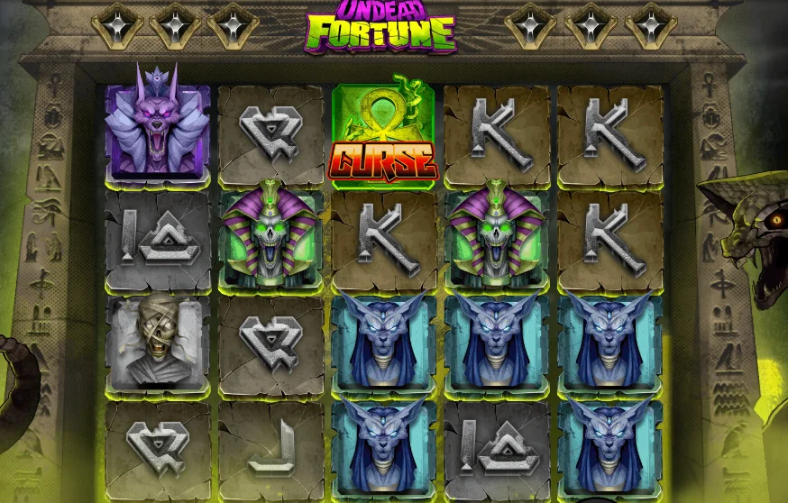 A look at the reels and rows of the Undead Fortune slot A look at the reels and rows of the Undead Fortune slot