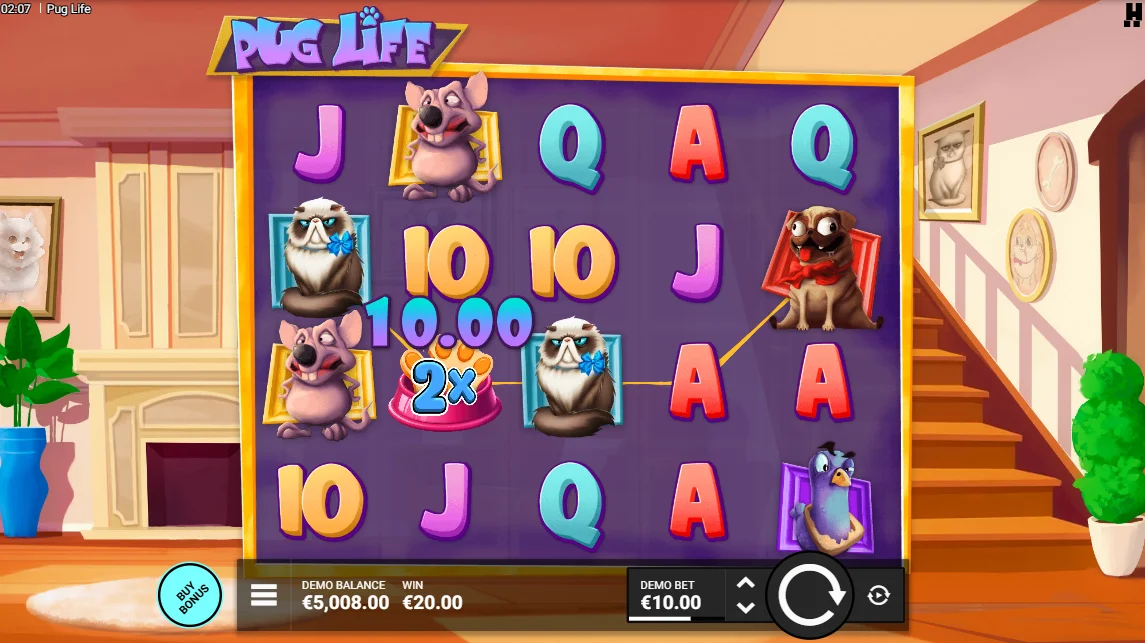 An image of gameplay from our Pug Life slot review 