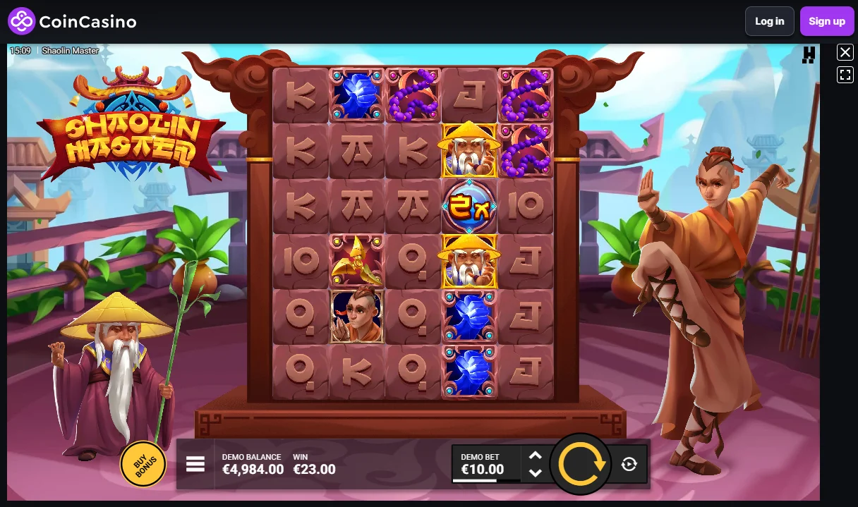 An image from our Shaolin Master slot review of gameplay on CoinCasino