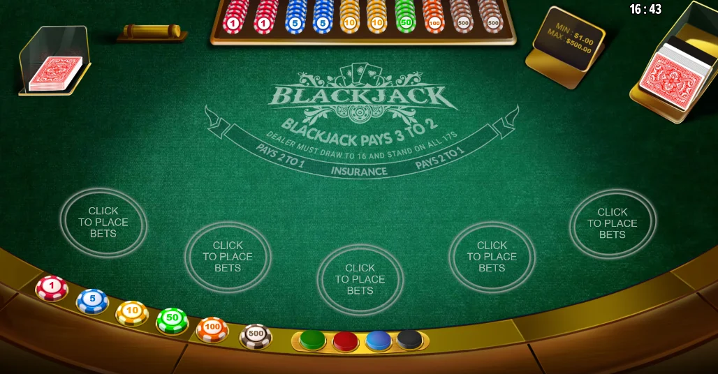 A screenshot of blackjack gameplay at PayPal casinos not on GamStop
