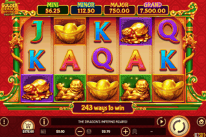 Gameplay of Super Golden Dragon Inferno Hold & Win, available at best payout online casinos