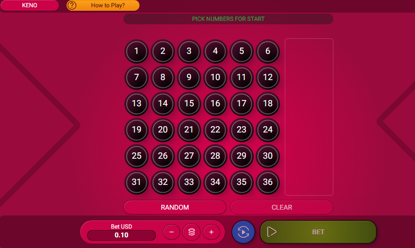 Keno gameplay shown at one of the top PayPal casinos not on GamStop