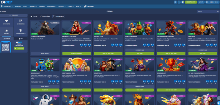 Casino tournaments at 1xBet