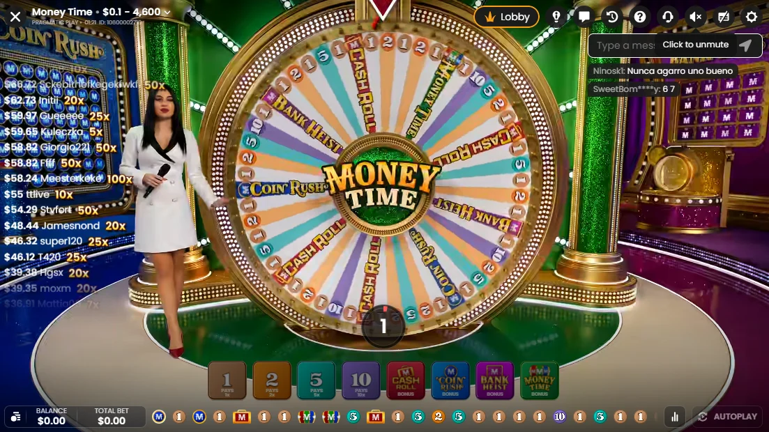 A view of the Money Time game show at Paddy Power Casino.