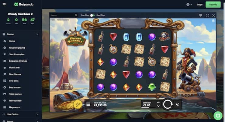 An image of gameplay at Betpanda from our Pirate Bonanza slot review