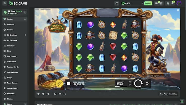 An image of gameplay at BC.Game from our Pirate Bonanza slot review
