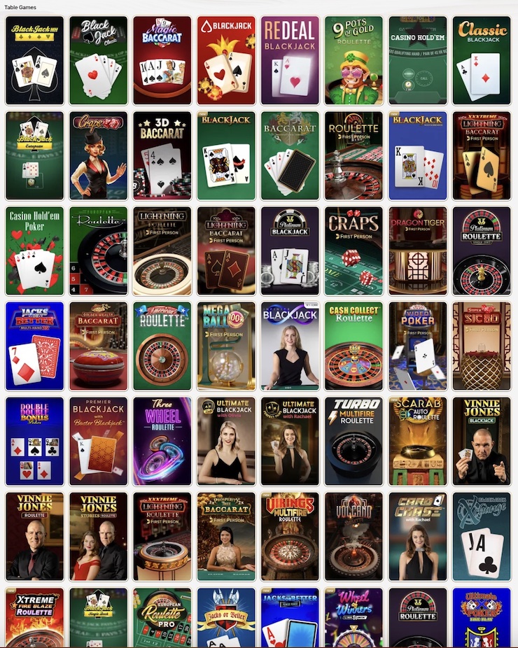 Table Games at Tooniebet Casino Ontario