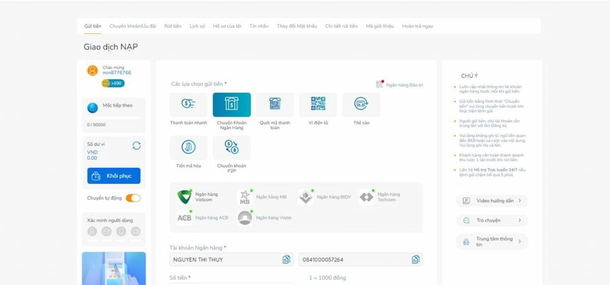 Trang cá độ bóng đá uy tín hỗ trợ nhiều phương thức nạp tiền