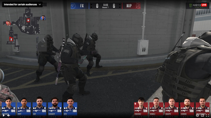 A live stream of a Counter-Strike match.