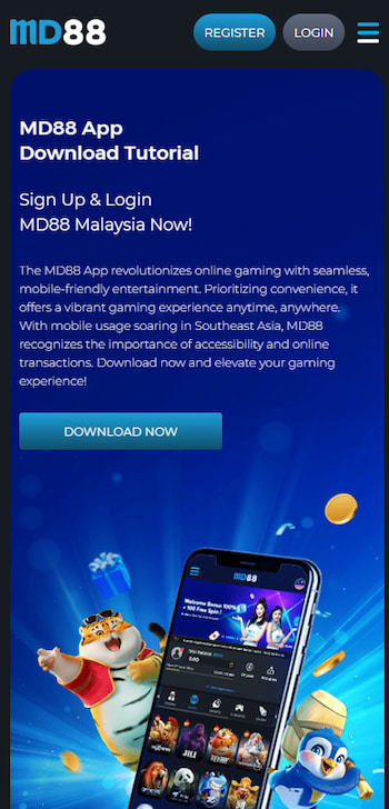Screenshot of the MD88 app download page.