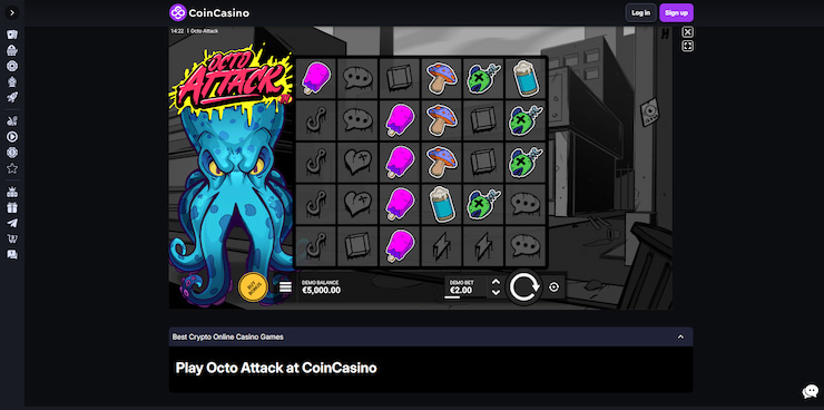 Overview of CoinCasino, our top pick in this Octo Attack slot review