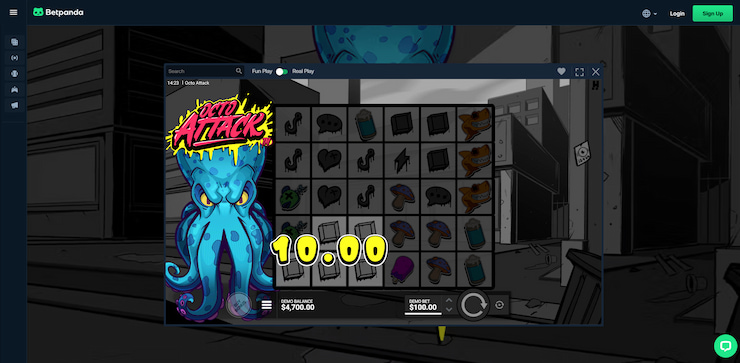 A closer look at the Octo Attack slot game being played at the BetPanda site
