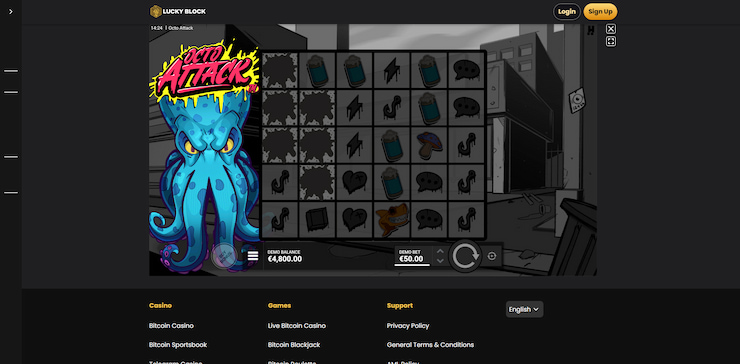 Quick look at the Octo Attack casino game in motion at the Lucky Block site