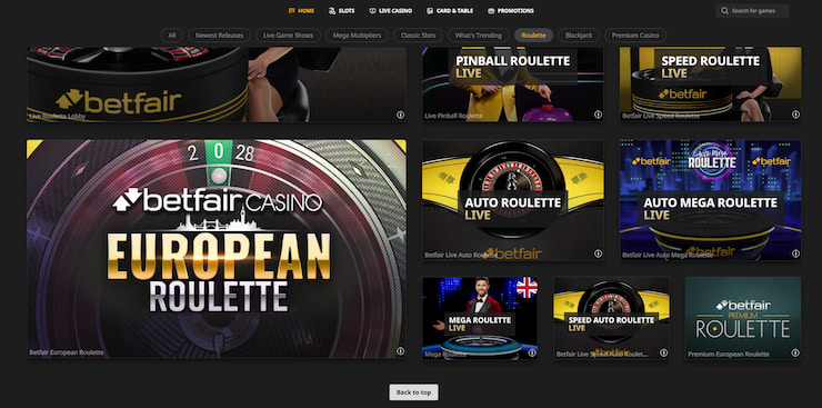 Brief look at Betfair's selection of the best online roulette games that feature auto spins.