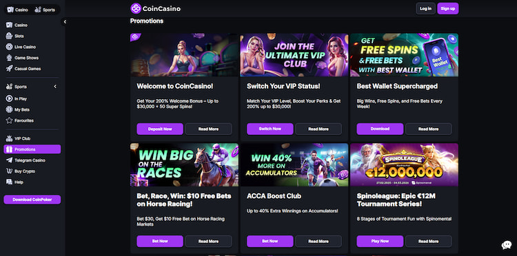 A brief look at the kinds of promos Canadian players can grab at CoinCasino, one of the best crypto sports betting sites