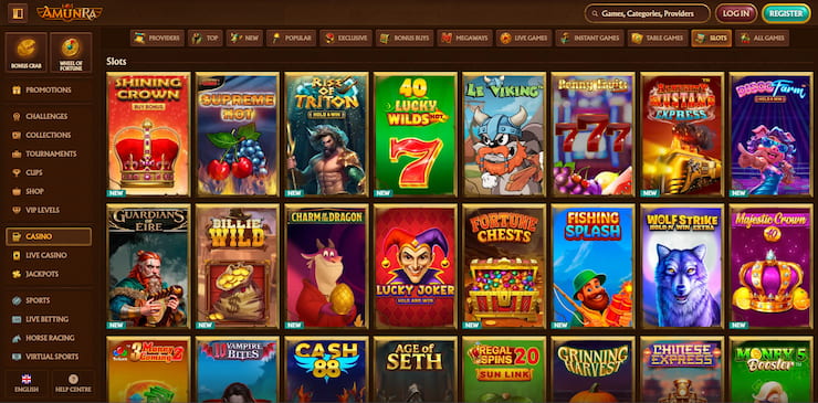 More detailed overview of the range of games available at AmunRa, the best online casino in Bahrain for variety