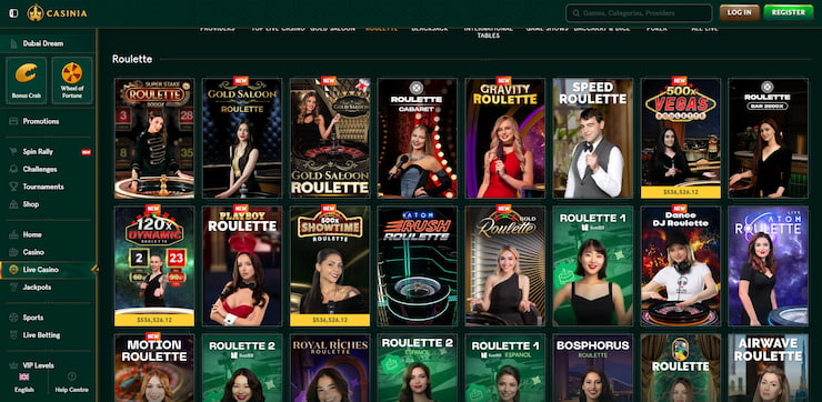 Quick glance at the many traditional and variant roulette tables found at Casinia, the best casino online for a true-to-life gaming experience