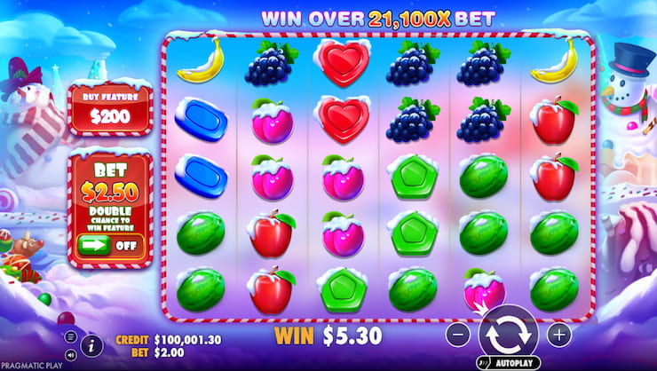 A look at the Sweet Bonanza Christmas slot demo at Pragmatic Play