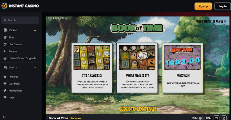 A look at the main features of the Book of Dead slot at Instant Casino