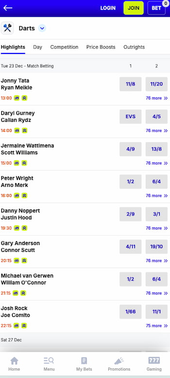 A oook at the PDC World Championship darts betting odds at Boyle Sports