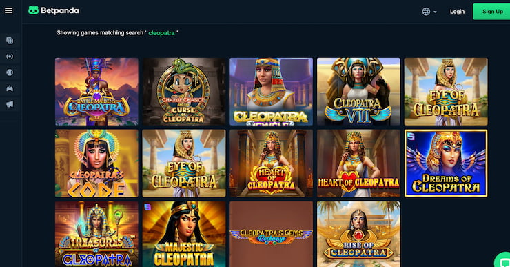 A selection of Egyptian-themed slots at Betpanda, for fans of Cleopatra Christmas