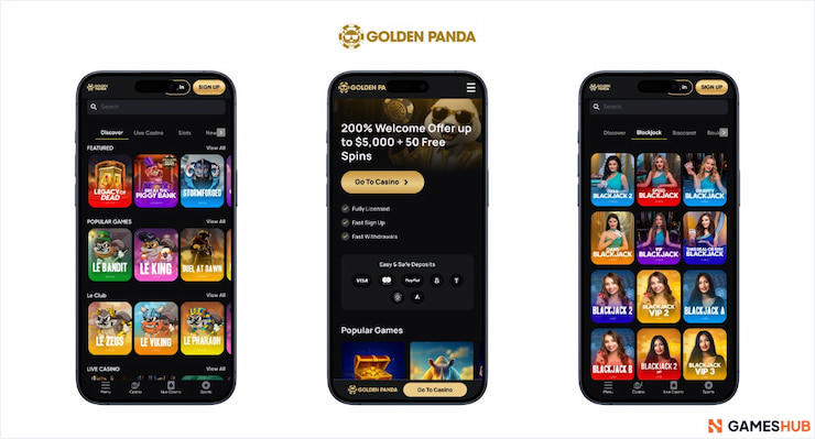 Golden Panda, one of the best online casinos NZ, as it appears on mobile devices
