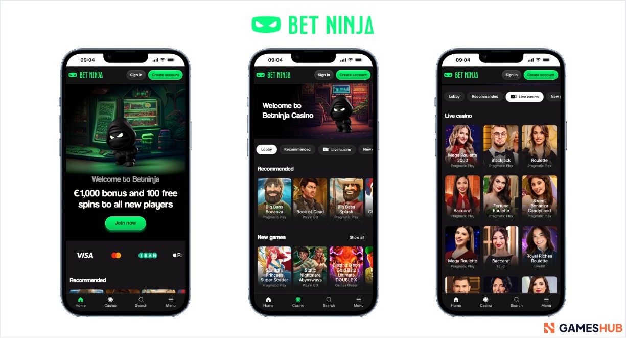 An image of one of the best Australia online casinos, BetNinja, on mobile