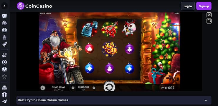 Our reviwer tests out the Brutal Santa slot at CoinCasino