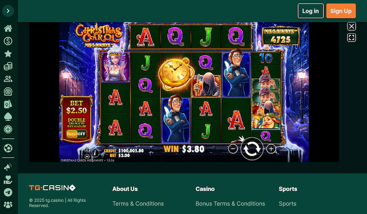 The Christmas Carol Megaways slot as it appears at TG.Casino