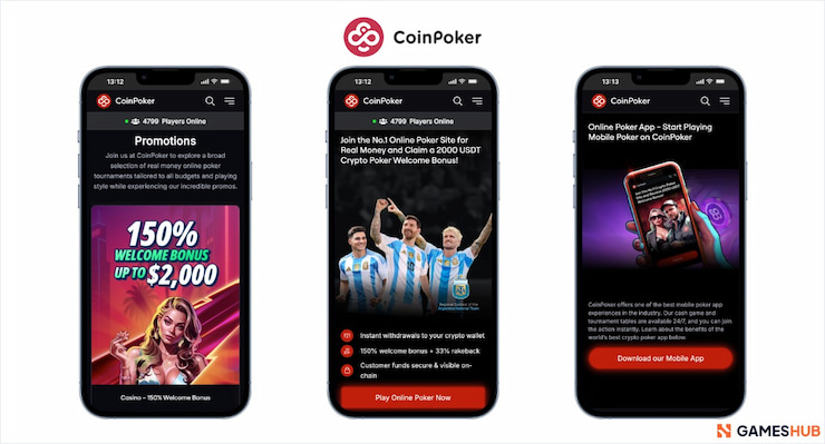 Mobile shots of poker online at CoinPoker