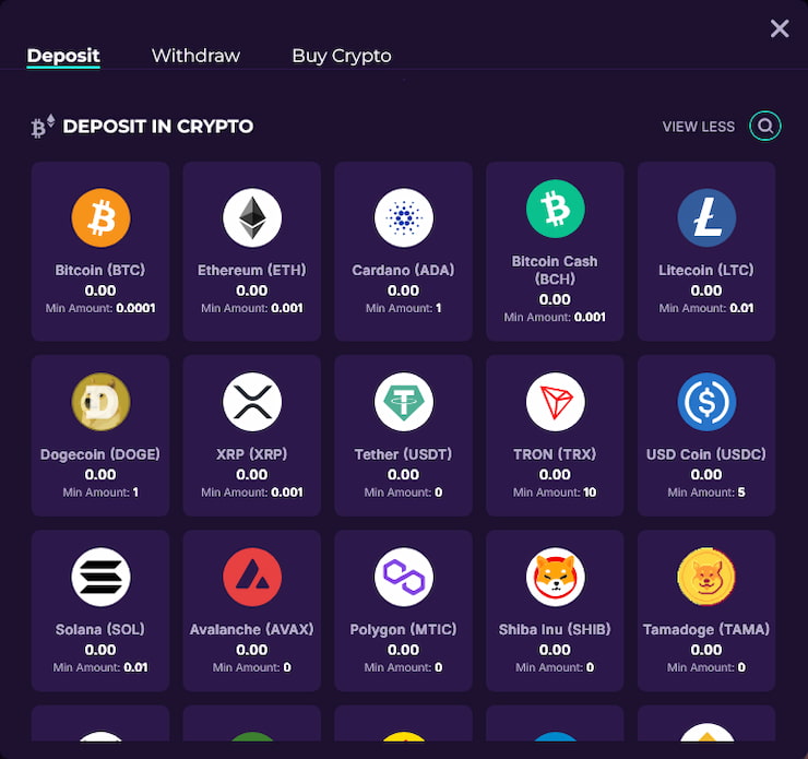 An image of payment methods at Discasino